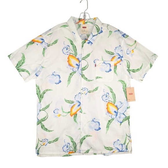 Levi's Other - Levi's Button Up Shirt Mens XXL White Floral Tropical Hawaiian‎ Short Sleeve